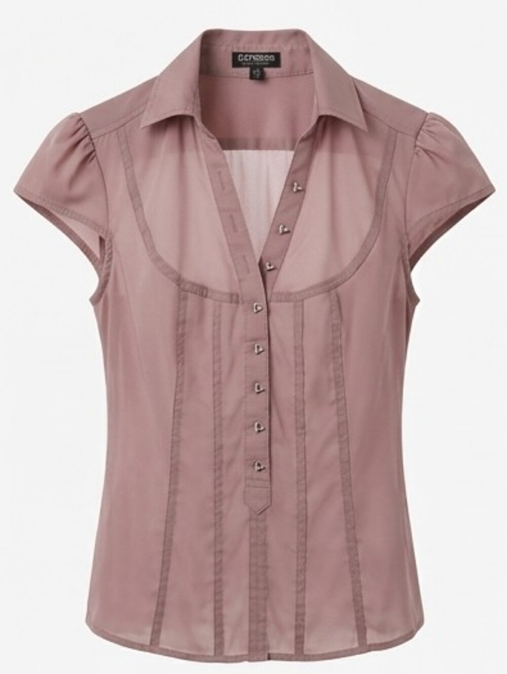 Express Dusty Rose Short-Sleeve Pintuck Blouse